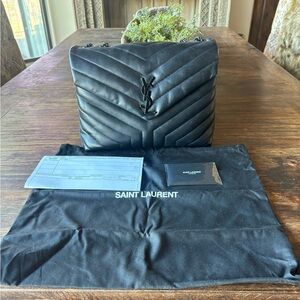 SaintLaurentYSL LouLou Black Medium Flapbag